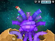 Lost Astronaut gameplay screenshot, an astronaut floating near a small, colorful alien planet, escape adventure free online game