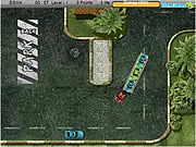 Park Big Truck free online simulation game screenshot, a large semi-truck backing up into a tight parking bay, difficult parking simulation free online game
