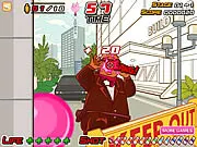 Rapid Shooter online game screenshot – character taking cover behind a bunker during a street shootout