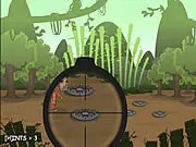 Sniper Freedom 2 free online game screenshot – hero running through a forest while a sniper targets enemies