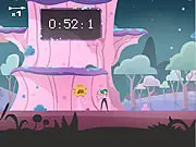 One Arrow free online physics puzzle game screenshot, showing a girl with a bow aiming an arrow to hit a monster.