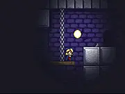 Shine free online sidescroller puzzle game screenshot, showing a character moving through darkness while dragging a glowing orb to light spikes.