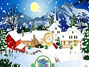 Hidden Numbers Christmas Snow free online game screenshot, showing a snowy Christmas scene where the player must find hidden numbers, hidden object game on PlayArcadeHub.