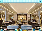 Peaceful Room Escape free online game screenshot, showing a cozy, Christmas-decorated room with hidden items and clues for solving puzzles, point and click on PlayArcadeHub.
