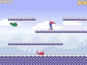 Screenshot of Stick Santa in Trouble free online game, showing the stick figure Santa running from multiple monsters