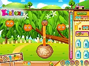 The main game screen of Harvest Orange free online game, showing the process of squeezing and moving orange juice on PlayArcadeHub