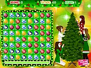 Christmas Ornament Match free online game screenshot, showing red and green ornaments being matched on a Christmas tree background, play on PlayArcadeHub.