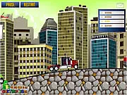 Screenshot of Transformers AllSpark Race online game showing an Autobot or Decepticon truck racing another opponent on a track in pursuit of the AllSpark, a popular free online game.
