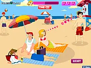 Screenshot from Naughty Date online game featuring two cartoon characters flirting in a romantic setting, an amusing free online game about dating and romance.