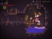 Fire Catcher action puzzle online game thumbnail showing a character with a hatchet and water extinguishing a fire demon