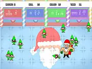 Screenshot of Santa's Smack Down online game showing a cartoon Santa Claus aggressively fighting a naughty elf in a wrestling ring, a fun free online brawler game.