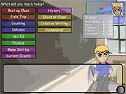 Online game screen for the Great Teacher Onizuka game, showing the main character Eikichi Onizuka standing in front of his rebellious classroom