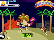 Samba di Mausland rhythm game screen showing colorful, sparkling maraca shakers ready to be clicked