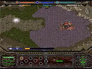 Starcraft Flash Action 5 online game screenshot with sci-fi defense base and units fighting enemies