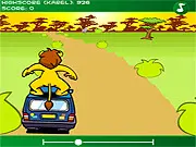 Safari Park Jeep Ride game screenshot showing a jeep driving over a steep hill on a wild safari track