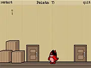 Squirrel Escape free online 2D platformer game, red squirrel running in a warehouse level