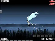 Guardian Angel free online game screenshot, female angel character jumping over a spike trap, dark fantasy action-adventure platformer