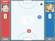 Table Hockey Online game featuring two paddles and a puck on a classic air hockey table, ready for a fast-paced match against a computer opponent.