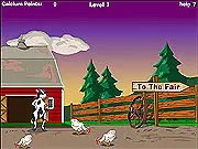 The Great Escape free game screenshot, character collecting various farm foods like fruits and vegetables, attempting to escape