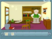 Inspector Wombat game screen showing the detective character inside a museum looking for clues, play free detective game online