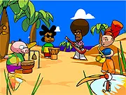 Freestyle Dub free online music game screenshot, virtual band on stage with a mixing console.
