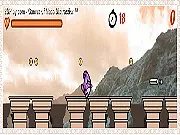 Roman Rumble free online game screenshot, adventure platformer featuring a squirrel character collecting roman coins and vases in ancient ruins.
