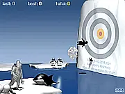 Yeti Sports Orca Slap game screen showing the Yeti and an Orca hitting a penguin for distance