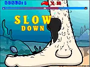 Leech: Blood Frenzy game screenshot, fast-paced online arcade game showing a leech being fed blood for a high score, play free