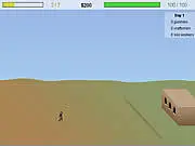 Storm the House free game screenshot showing a stickman defender shooting at a swarm of incoming stick figure enemies from a window