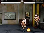 World Domination Battle fighting game screenshot with two satirical world leader characters battling in an arena