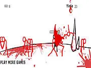 Stick Smasher Bloodfest game screenshot, a stickman fighting many red stick enemies, chaotic free online action game