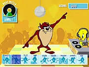 The Tasmanian Devil (Taz) dancing in the game Taz's Dance Fever, performing rhythm-based moves.