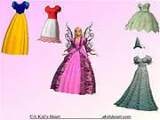 Fairy Tale Dress Up free online game image, showing a girl character wearing a beautiful princess gown and accessories