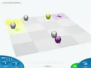 Screenshot of the game Snipe showing gray and colored balls on a playing field in the free online physics puzzle game