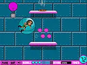 Impossi-bubble Adventures game showing a girl in a bubble collecting treasure underwater