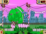 Panik in Suburbia free online platformer game: character jumping across platforms and ropes in a suburban setting.