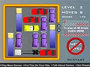 Rush Hour Road Rage free online game screenshot, unblock-me style puzzle with cars and trucks blocking a yellow car in a traffic jam.