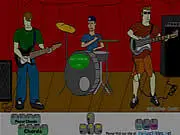 Screenshot of the Virtual Band 2000 music game interface showing virtual instruments and mixing controls on PlayArcadeHub