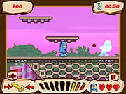 Play Panik in Platform Peril free online game, blue bunny throws cookies in platformer on PlayArcadeHub