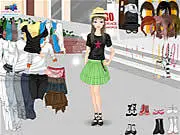 Dress Store Show Up free online game interface showing a girl to be dressed up and a selection of clothing and accessories