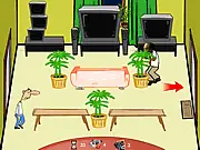 Top-down view of the OJ Master Thief game map, showing a character sneaking past a guard to collect football loot