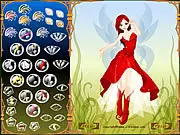 Screenshot of the Fairy 3 dress up game showing a beautiful fairy character with large magical wings, being styled with a sparkling dress and ethereal accessories.