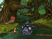 Anika's Odyssey gameplay screen showing the girl Anika standing in a lush, hand-drawn fantasy forest environment