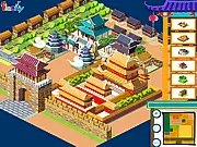 China Building Game online - player placing a traditional Chinese house and a section of the Great Wall.