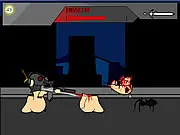 Worms Level 2 online game, zombie and spider combat, Uzi gun and sword