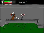 Millie Megavolte 4 free online game screenshot, action-packed 2D side-scroller with main character Millie fighting a boss.