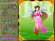 Screenshot of a fairy dress-up game, showing a magical fairy character with various clothing options and wings to choose from