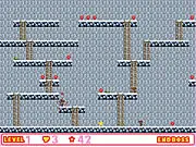Magical Stars online game screenshot featuring a small wizard character on a ladder collecting a glowing star while an enemy patrols the platform