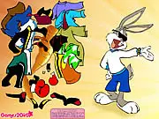 Free Bugs Bunny dressup game showing the iconic cartoon bunny wearing a funny hat and costume