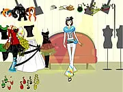 Screenshot of the Funky Clothing Dressup game showing a variety of eccentric, brightly colored clothes and accessories. Play the free online fashion game on PlayArcadeHub.